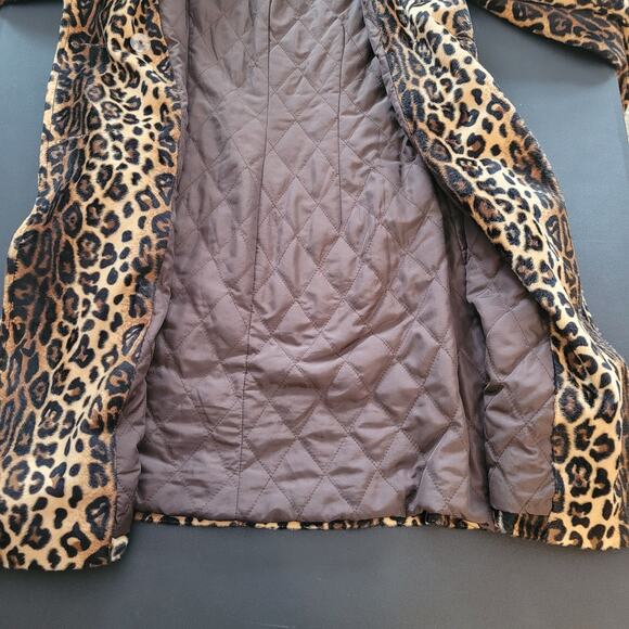 Vintage Leopard Print Faux Fur Coat Mid Length Double Breasted Y Apparel USA - Picture 5 of 14